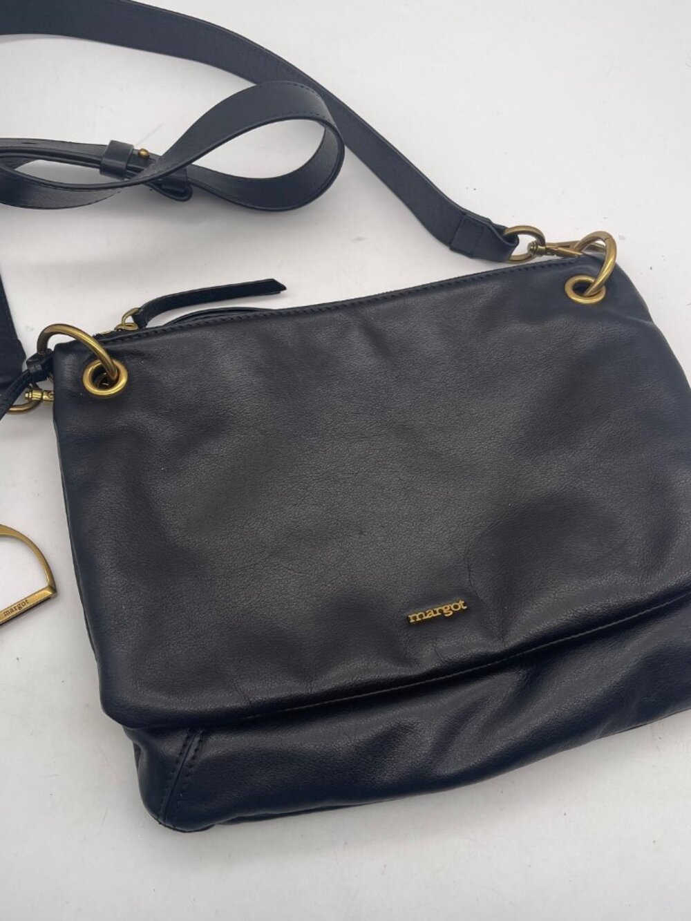 Margot Black Leather Purse Bag Zip Crossbody Handbag Gold Hardware So Soft